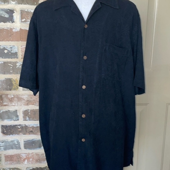 Island Republic 100% Silk Palm Tree Printed Jacquard Button Up Camp Shirt - Picture 2 of 11